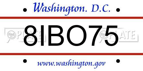 8IBO75 District Of Columbia License Plate