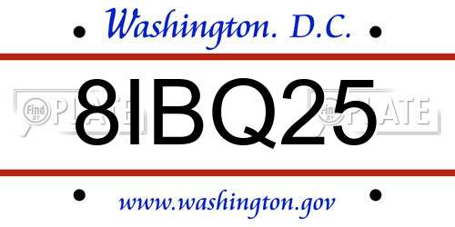 8IBQ25 District Of Columbia License Plate