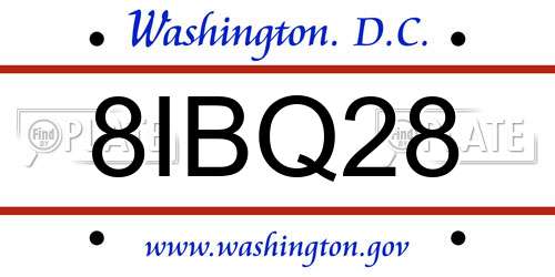 8IBQ28 District Of Columbia License Plate