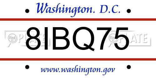 8IBQ75 District Of Columbia License Plate