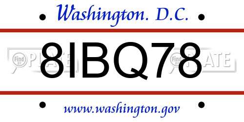 8IBQ78 District Of Columbia License Plate