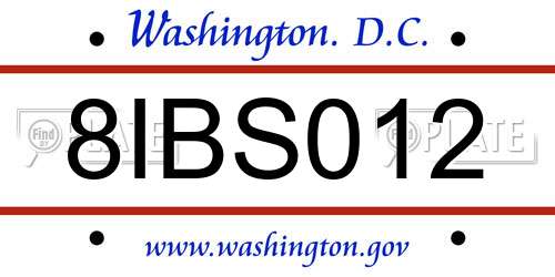 8IBS012 District Of Columbia License Plate