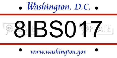 8IBS017 District Of Columbia License Plate