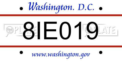 8IE019 District Of Columbia License Plate
