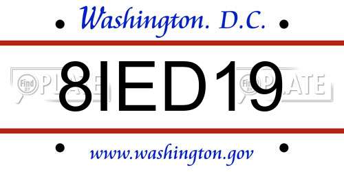 8IED19 District Of Columbia License Plate