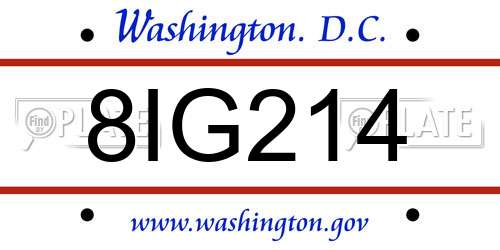 8IG214 District Of Columbia License Plate
