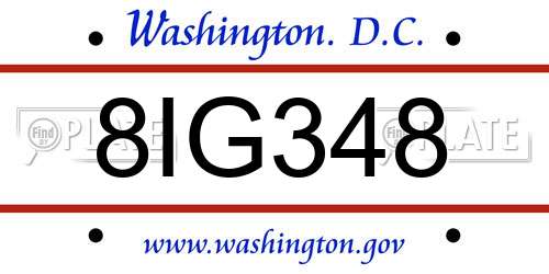 8IG348 District Of Columbia License Plate
