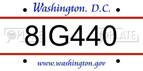 8IG440 District Of Columbia License Plate