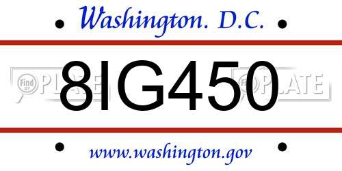 8IG450 District Of Columbia License Plate