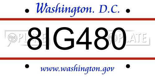 8IG480 District Of Columbia License Plate