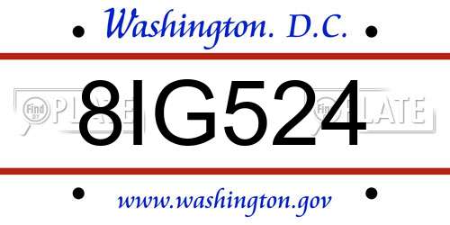 8IG524 District Of Columbia License Plate