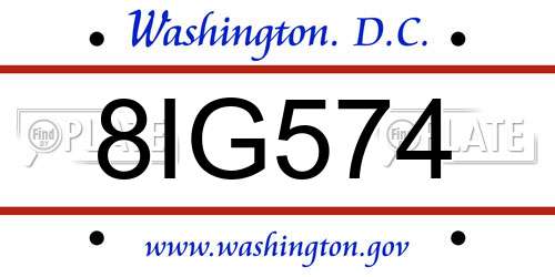 8IG574 District Of Columbia License Plate