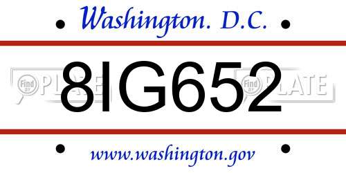 8IG652 District Of Columbia License Plate