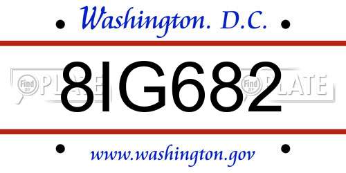 8IG682 District Of Columbia License Plate