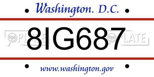 8IG687 District Of Columbia License Plate