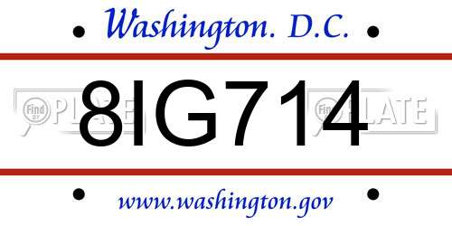 8IG714 District Of Columbia License Plate