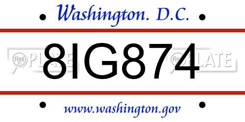 8IG874 District Of Columbia License Plate