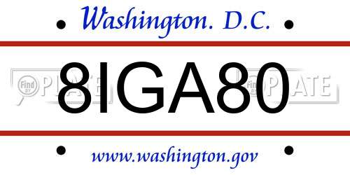8IGA80 District Of Columbia License Plate