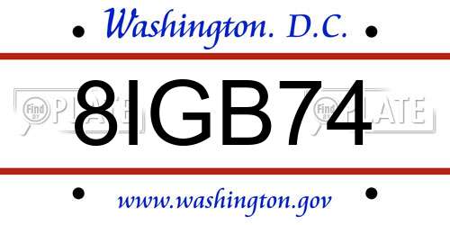 8IGB74 District Of Columbia License Plate