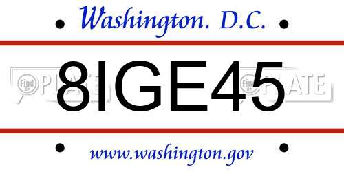 8IGE45 District Of Columbia License Plate