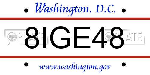 8IGE48 District Of Columbia License Plate
