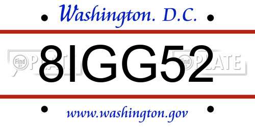 8IGG52 District Of Columbia License Plate