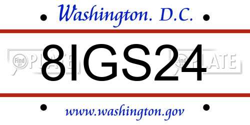 8IGS24 District Of Columbia License Plate