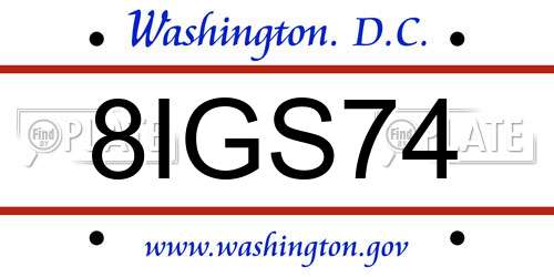 8IGS74 District Of Columbia License Plate
