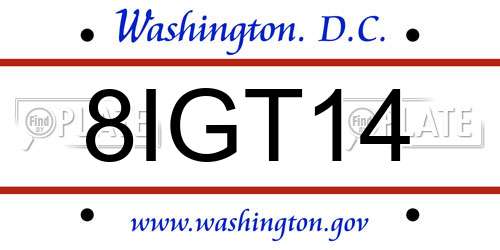 8IGT14 District Of Columbia License Plate