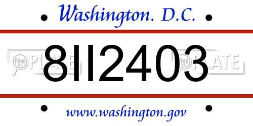 8II2403 District Of Columbia License Plate