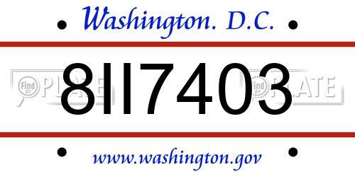 8II7403 District Of Columbia License Plate