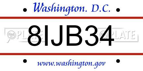 8IJB34 District Of Columbia License Plate