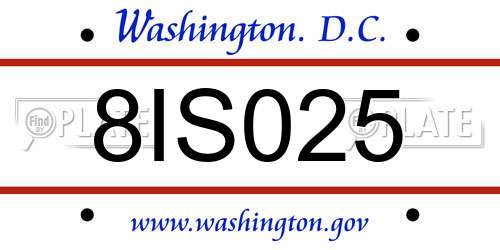 8IS025 District Of Columbia License Plate