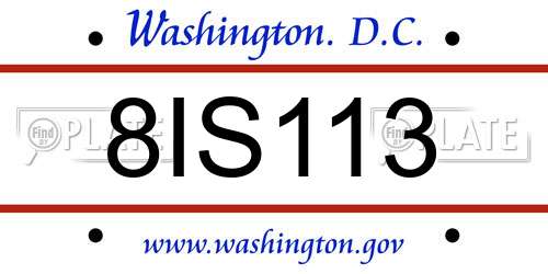 8IS113 District Of Columbia License Plate