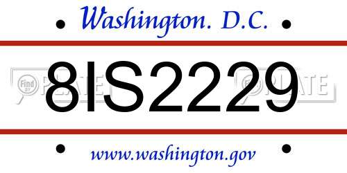 8IS2229 District Of Columbia License Plate