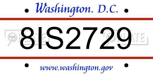 8IS2729 District Of Columbia License Plate