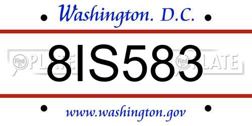 8IS583 District Of Columbia License Plate