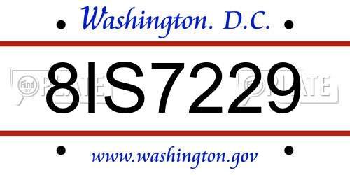 8IS7229 District Of Columbia License Plate