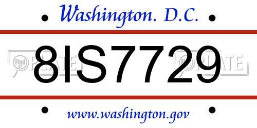 8IS7729 District Of Columbia License Plate