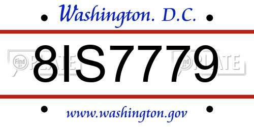 8IS7779 District Of Columbia License Plate