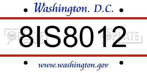8IS8012 District Of Columbia License Plate