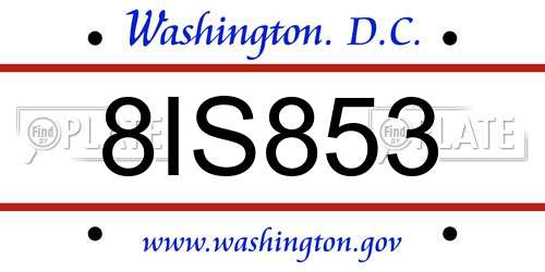 8IS853 District Of Columbia License Plate