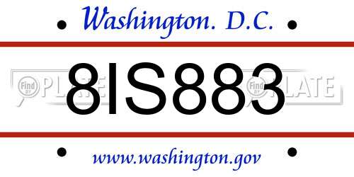 8IS883 District Of Columbia License Plate