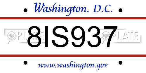 8IS937 District Of Columbia License Plate