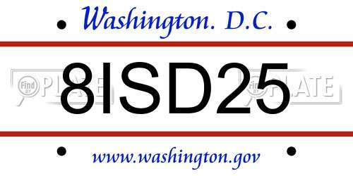 8ISD25 District Of Columbia License Plate