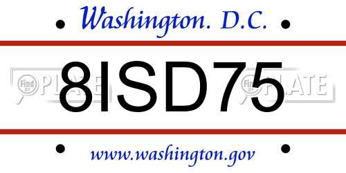 8ISD75 District Of Columbia License Plate