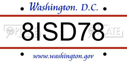 8ISD78 District Of Columbia License Plate