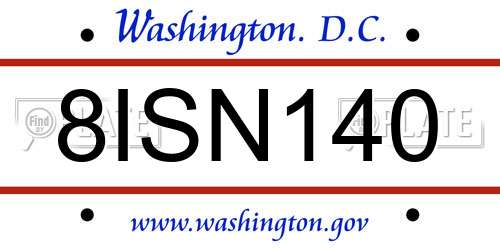 8ISN140 District Of Columbia License Plate