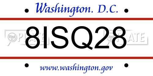8ISQ28 District Of Columbia License Plate