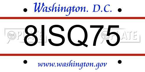 8ISQ75 District Of Columbia License Plate